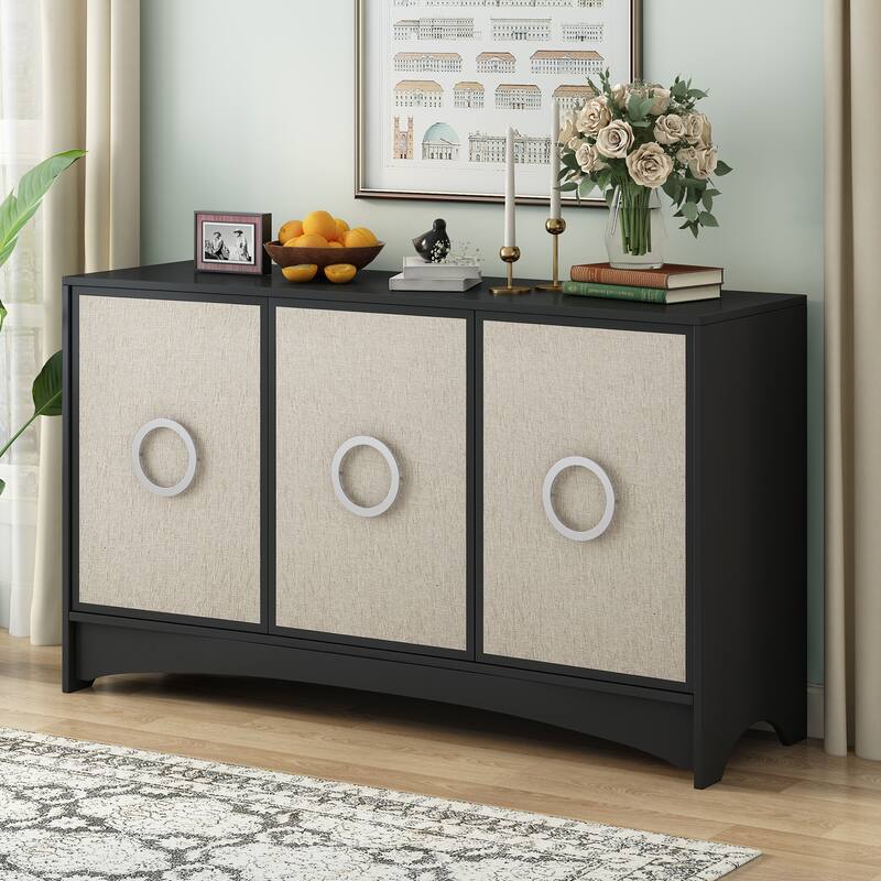 Storage Cabinet with Three Doors and Adjustable shelves, Suitable for Corridors, Entrances, Living rooms, and Study