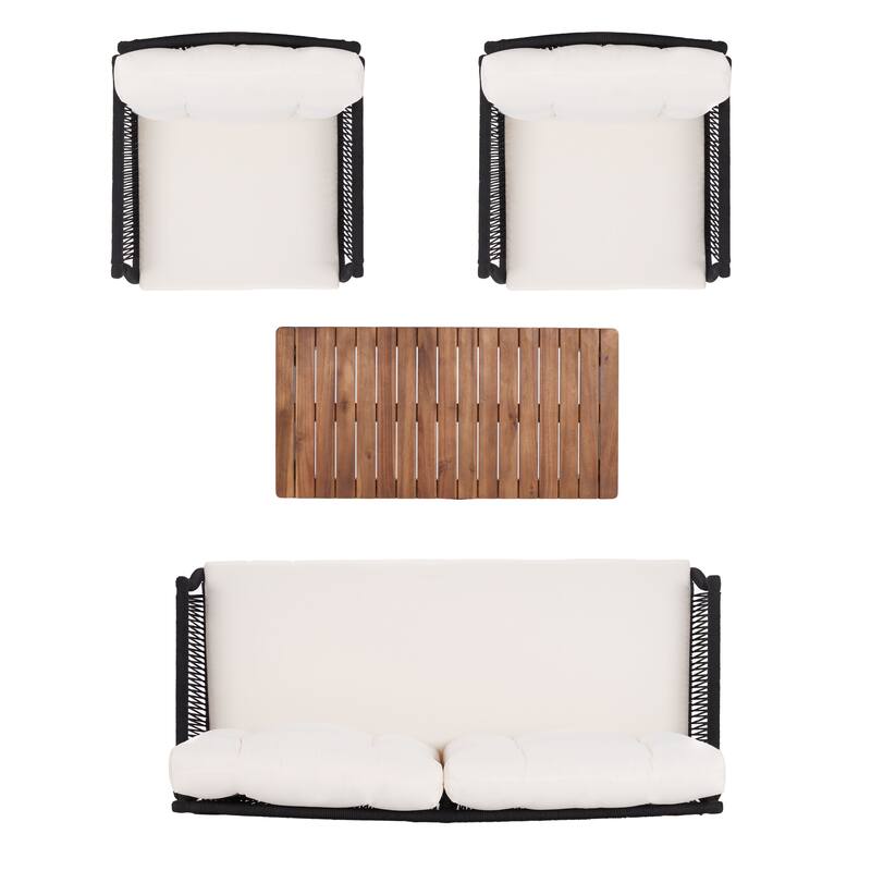 SAFAVIEH Outdoor Living Winslo 4-Piece Patio Set - 57"W x 30"D x 31"H