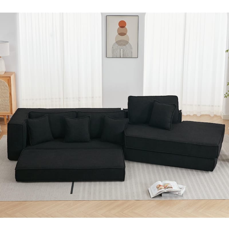 133Inch Folding Convertible Slepper Sofa Bed,Lamb Velvet Fabric