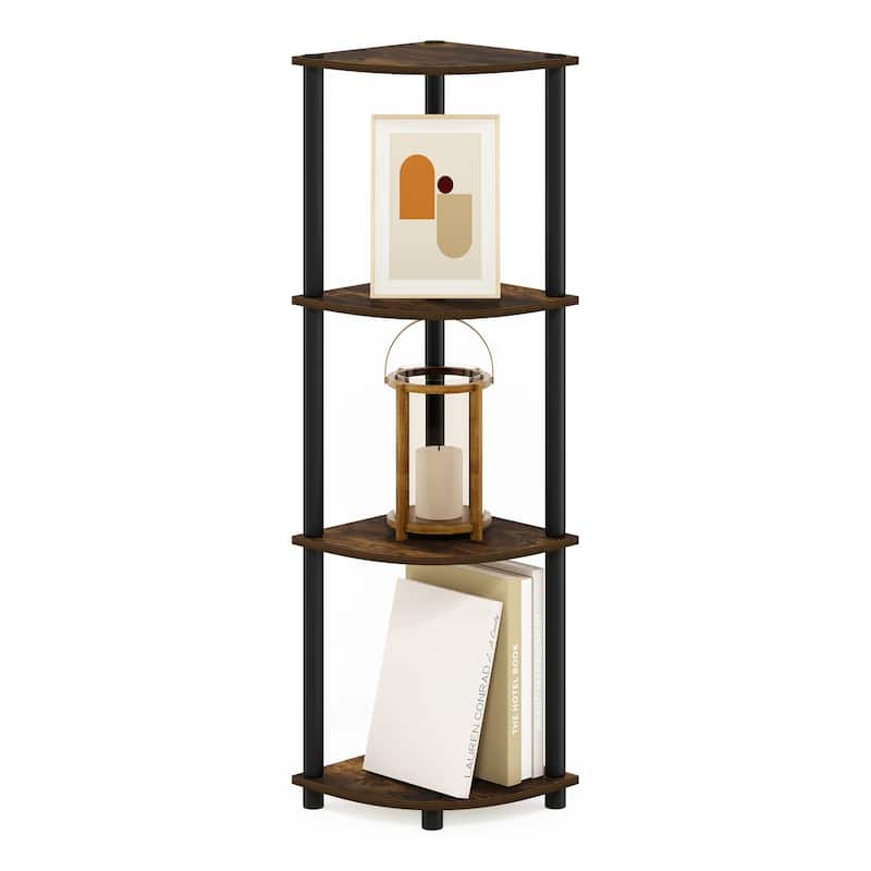 4 Tiers Wood Household Shelving Unit in Pine/Black (11.6 in. W x 43.5 in. H x 11.6 in. D)