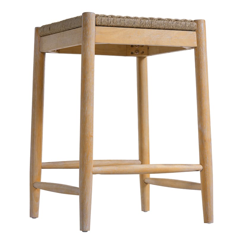 Christopher Knight Home - Veyron Acacia Wood and Wicker Backless Stools
