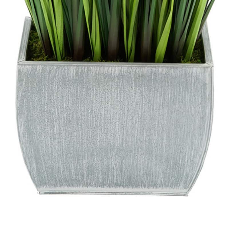 Faux PVC Grass in X-Large Rectangle Zinc Vase