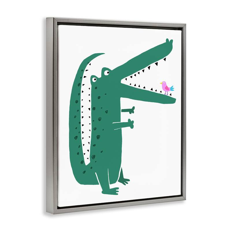 Stupell Alligator & Bird Friends Framed Floater Canvas Wall Art Design By Carla Daly