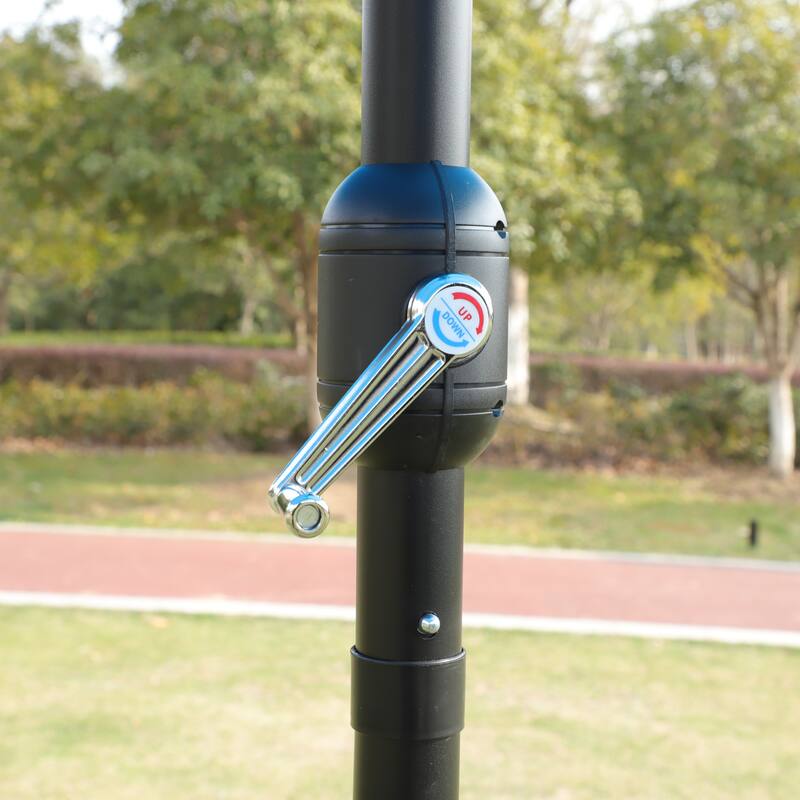 15x9 ft Large Double-Sided Rectangular Outdoor Twin Patio Market Umbrella with light and base- blue