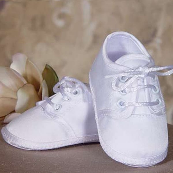 baby boy christening shoes in white