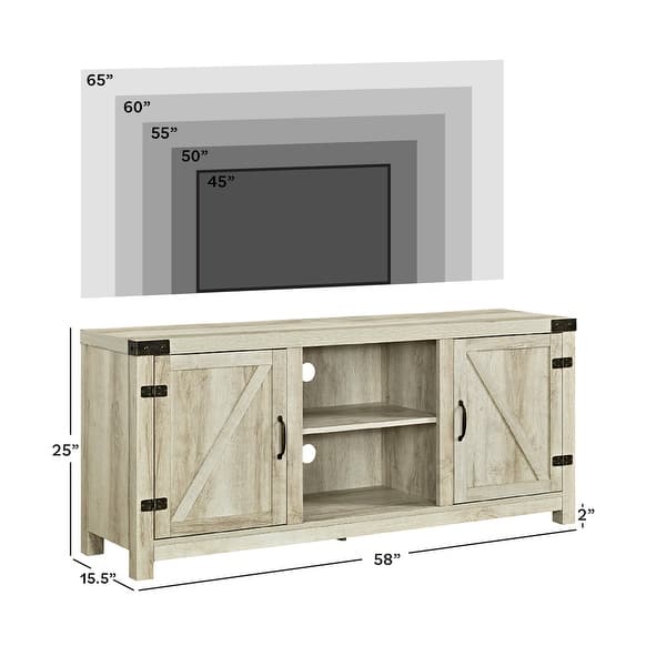 dimension image slide 5 of 8, Middlebrook Firebranch 58-inch Barn Door TV Stand