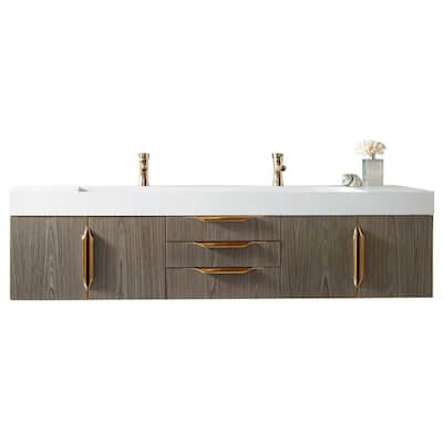 James Martin Vanities 983-V72D-W-G-GW Columbia 72" Wall Mounted Double