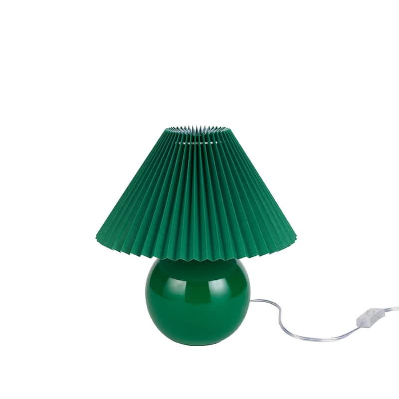 Nourison 13" Round Ceramic Table Lamp with Pleated Shade