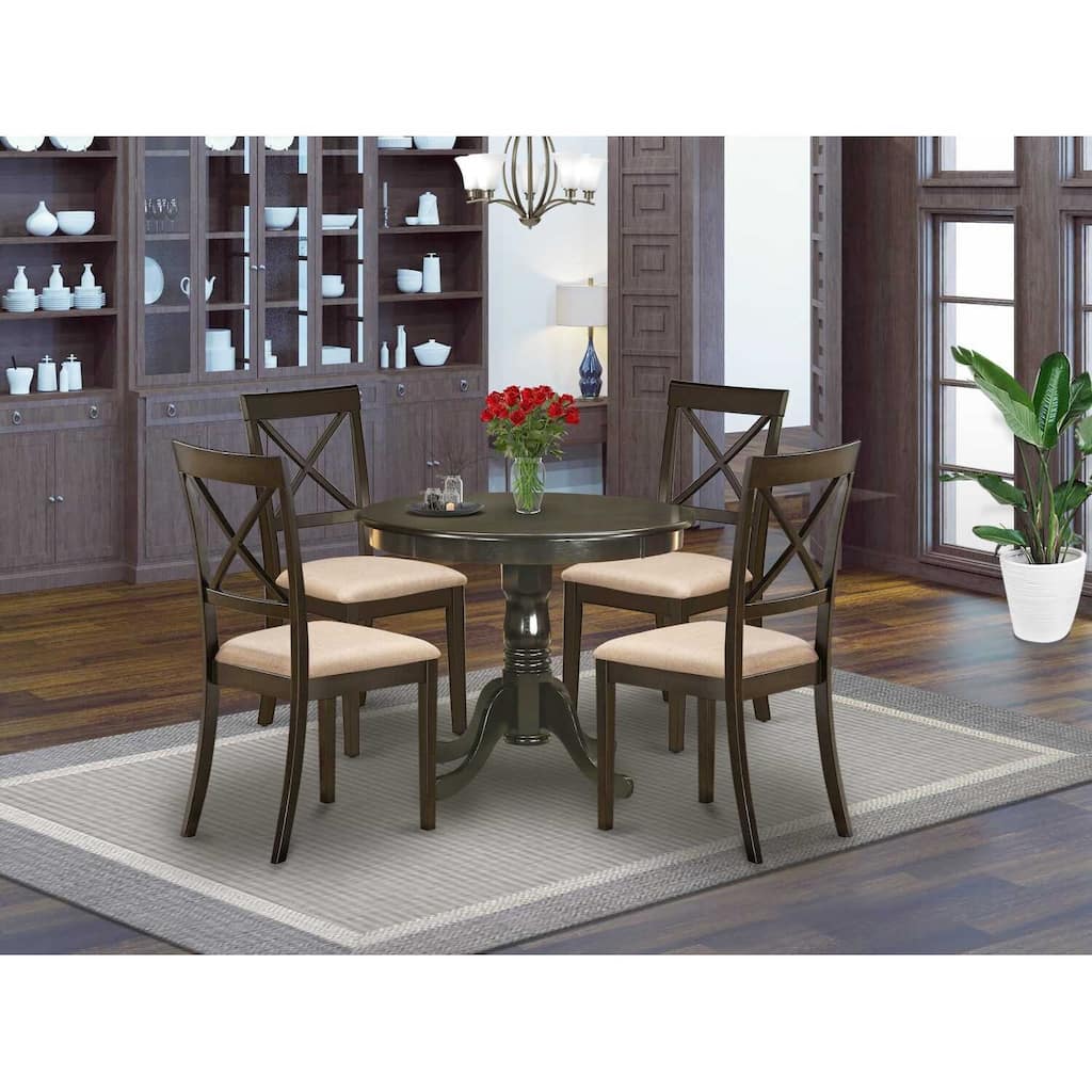 Round Kitchen Dining Table Set - 42 Inch Table with 4 Chairs - Modern Dinette Set