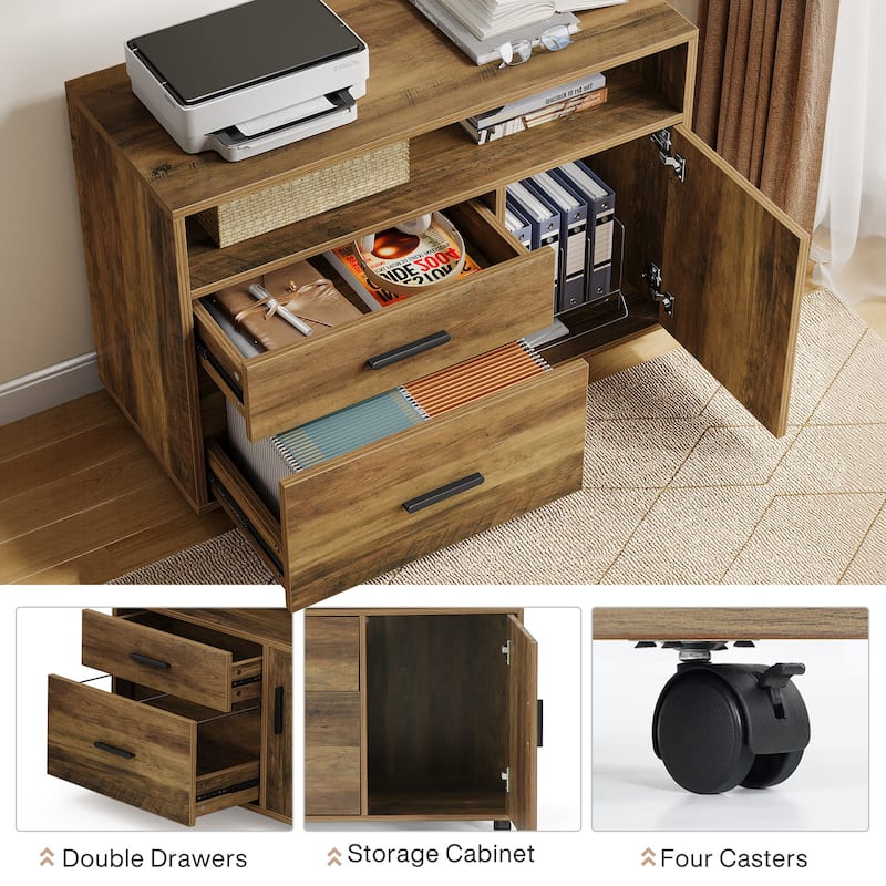 L Shaped Desk with Drawer Cabinet