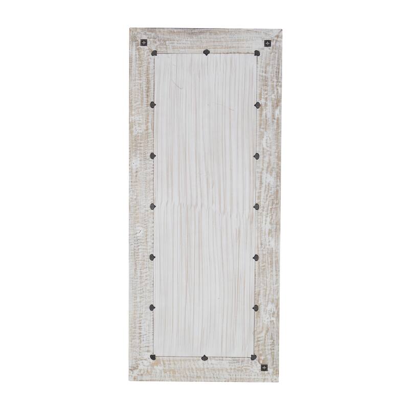 Mango Wood Floral Intricately Carved Wall Mirror - White - Roche River Decor - 2"W x 36"L x 84"H