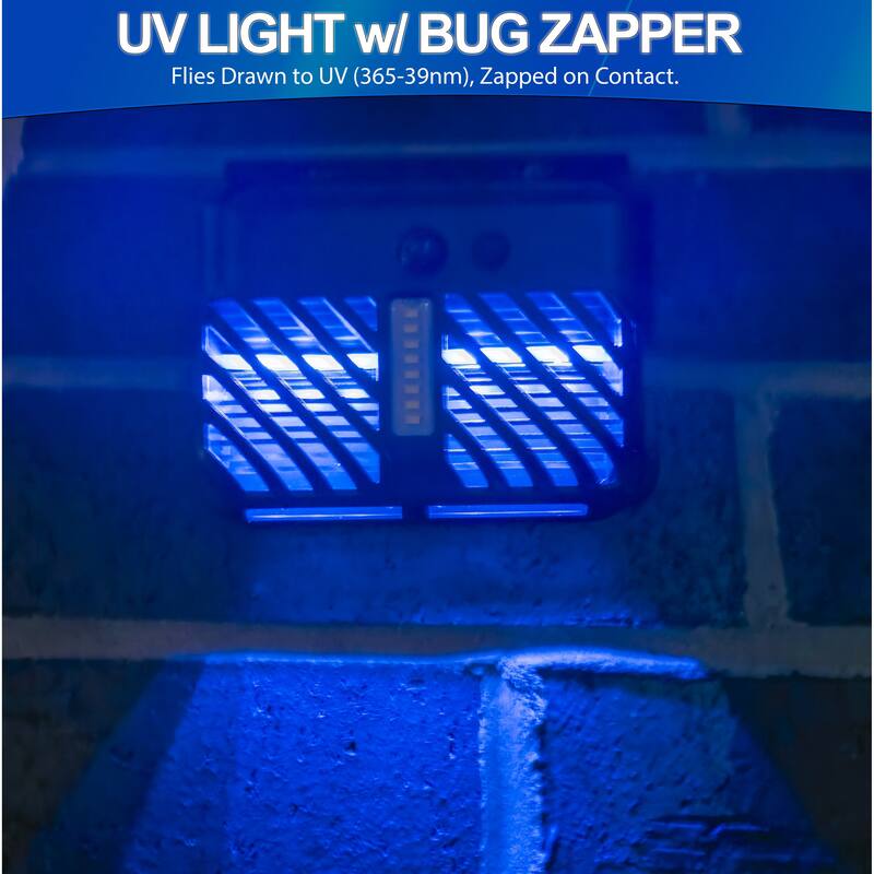 Solar Bug Mosquito Zapper UV Insect Killer w/ Motion Sensor LED Light, Waterproof Insect Pest Control for Garden - regular