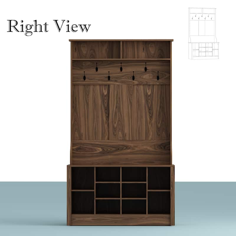 68.5inch Coat Rack Shoe Bench 4 in 1 Hall Tree Entryway Storage Bench