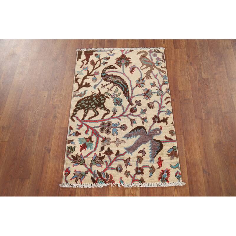 Animal Pictorial Ziegler Oriental Accent Rug Handmade Wool Carpet - 2'0" x 3'0"