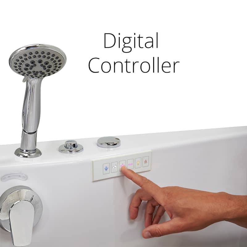 Ella Big4Two 36"x80" Hydro&Air&Foot Massage Acrylic Two Seat Walk-In-Bathtub, Outward swing Door, No Faucet, 2" Dual Drain