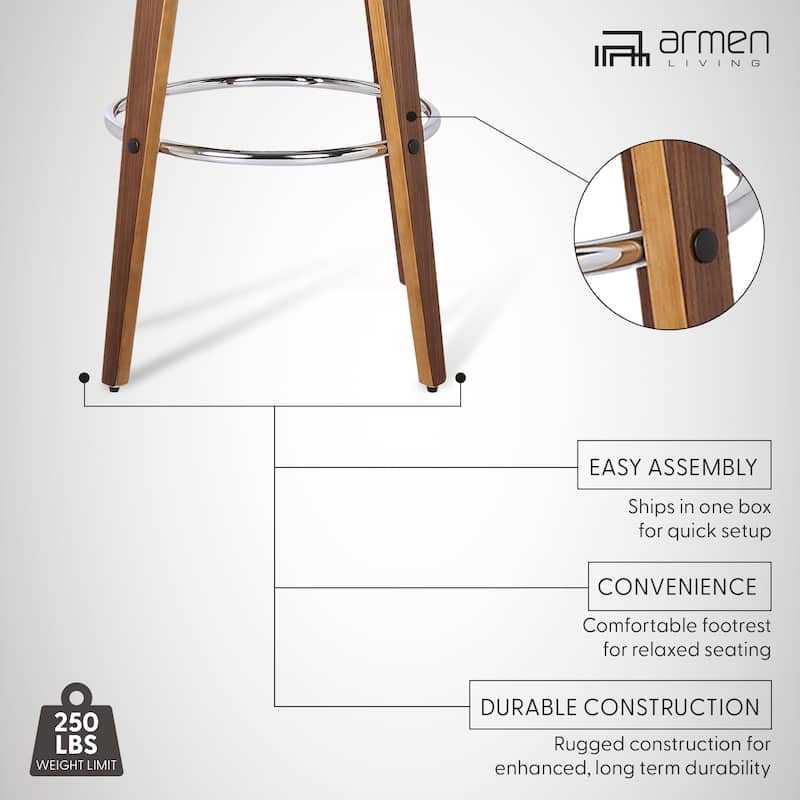 Shelly Mid-Century Swivel Bar Stool, Upholstered Counter Height Chair with Bentwood Legs