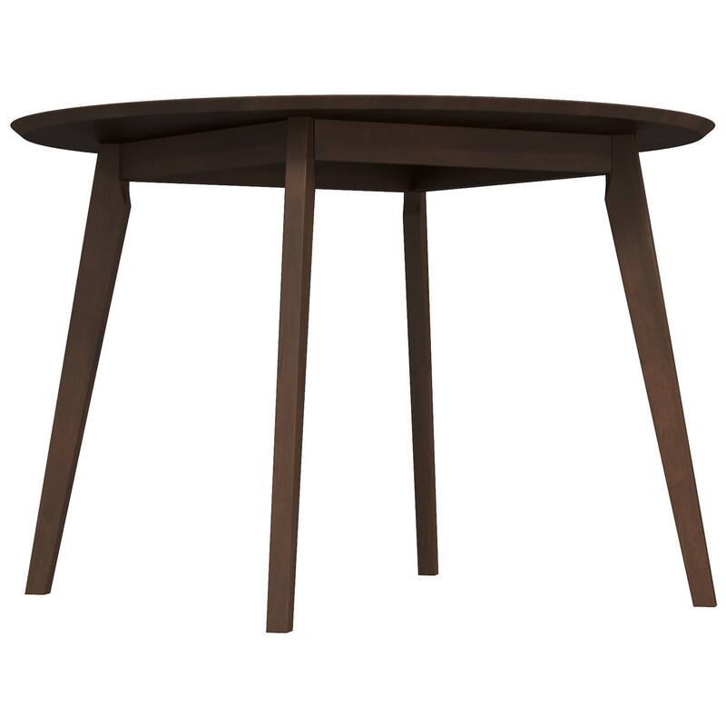 Alina Contemporary Dining Table with Smooth Walnut Finish and Solid Wood Structure, 43 inch