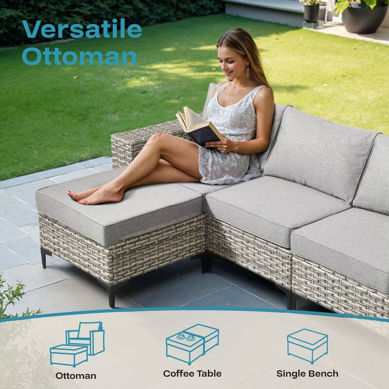 OVIOS 9-Piece Outdoor Chaise Lounge Sofa Set​ With Fire Pit​