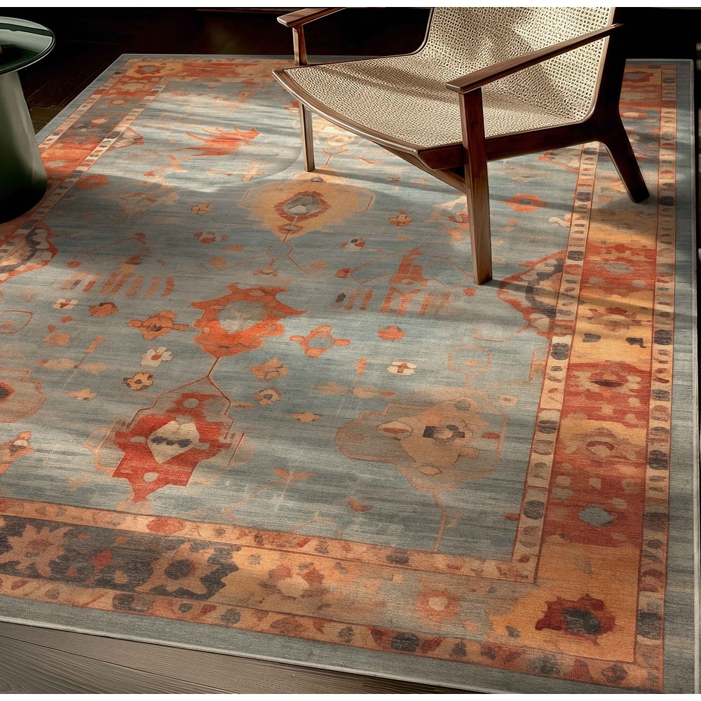 Well Woven Ushak Fethiye Vintage Medallion Pastel Flat-Weave Area Rug