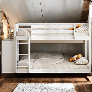 Kids and Baby Twin over Twin Bunk Bed with 4 Drawers and 3 Shelves