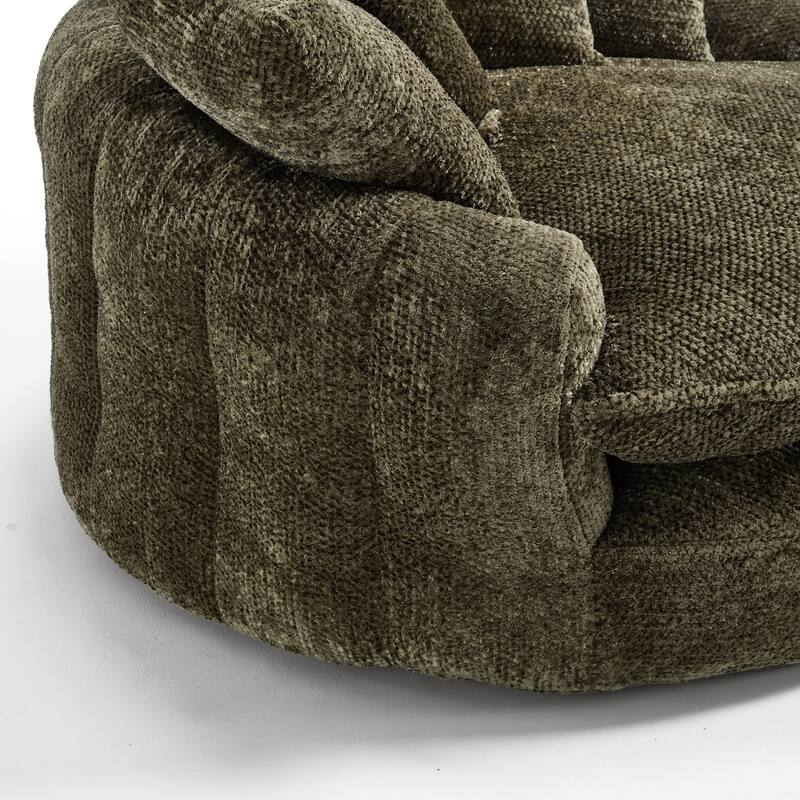 55" Modern Long Polyester Foam Round Bean Bag Sofa Chair with Pillows