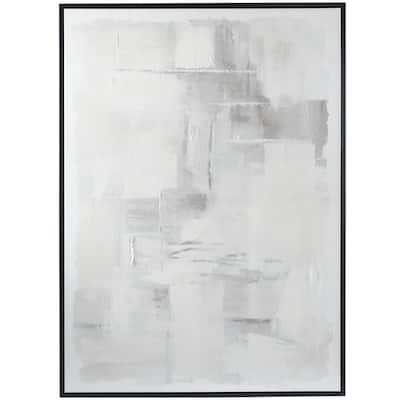Canvas Abstract Framed Wall Art with Black Frame - Gray - Roche River Decor
