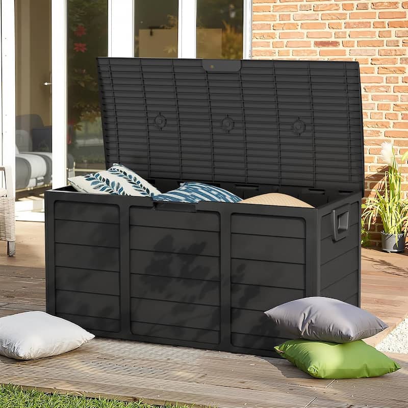 75 Gallon Outdoor Patio Durable Resin Storage Deck Box - Black