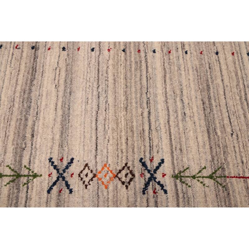 ECARPETGALLERY Hand Loomed Kashkuli Gabbeh Grey Wool Rug - 8'2 x 9'11