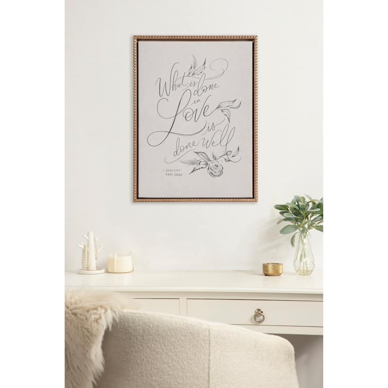 Sylvie Beaded What is Done in Love Framed Canvas by Valerie McKeehan