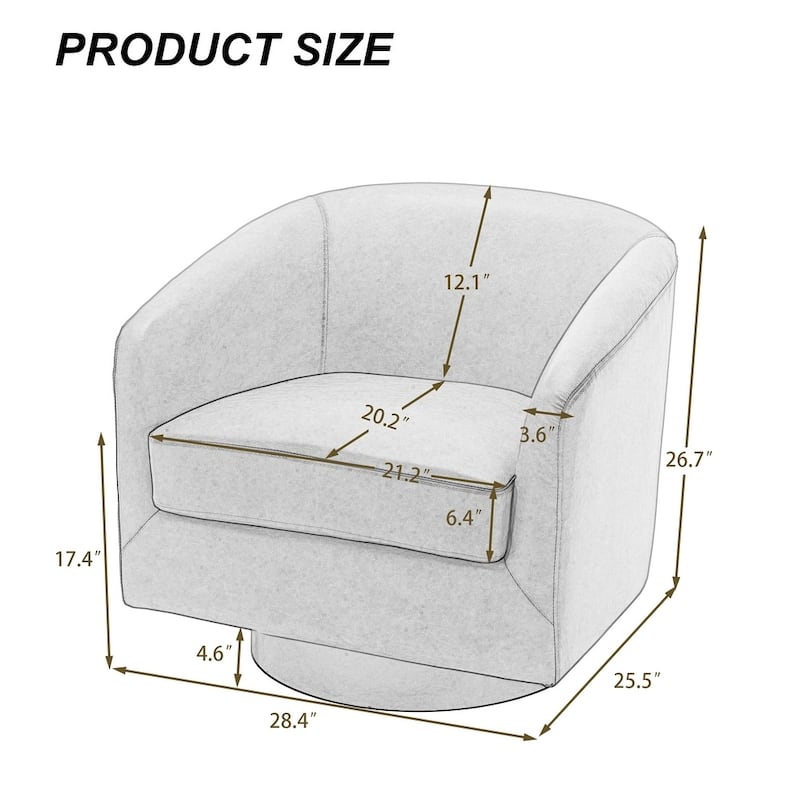 2 Set Chenille Swivel Barrel Chairs Upholstered Armchairs For Living Room