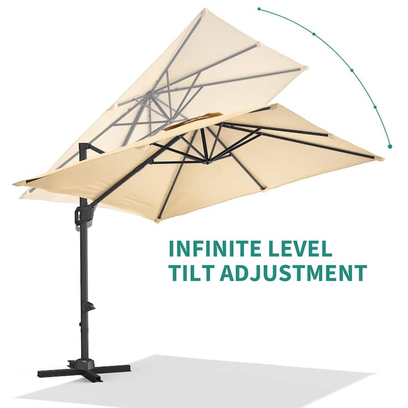 10x10Ft Offset Patio Umbrella, with Adjustable Tilt, 360° Rotating