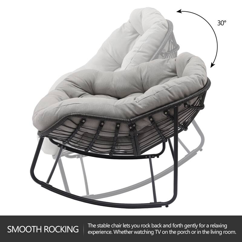 Metal Comfortable Outdoor Rocking Chair with Cushion Water-Resistant