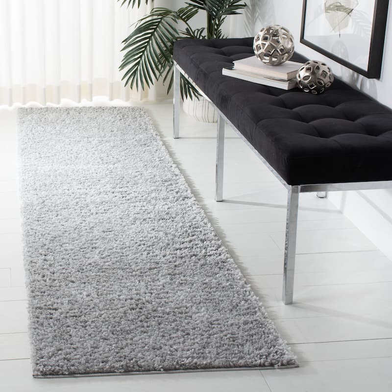 SAFAVIEH August Shag Solid 1.2-inch Thick Area Rug - 2'3" x 14'  Runner - Silver