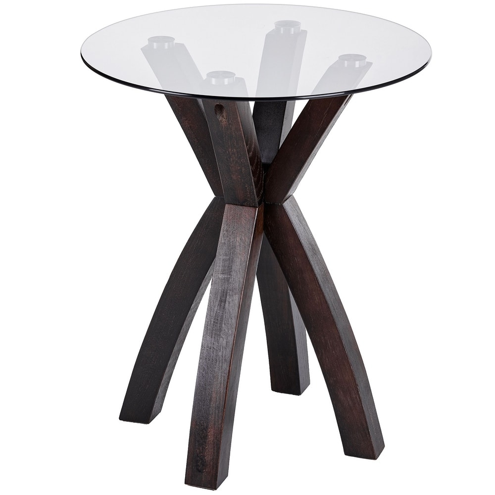 Modern Nesting Table Glass End Table with Criss Cross Base 24" Round