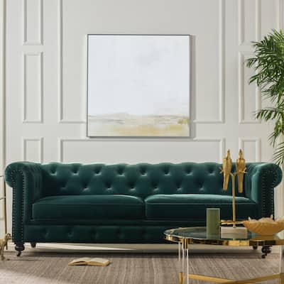 Winston 91" Performance Fabric Tufted Chesterfield Sofa