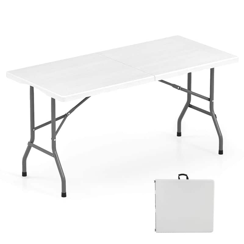 Costway 5 ft Folding Picnic Table Outdoor Dining Table with Rattan - See Details