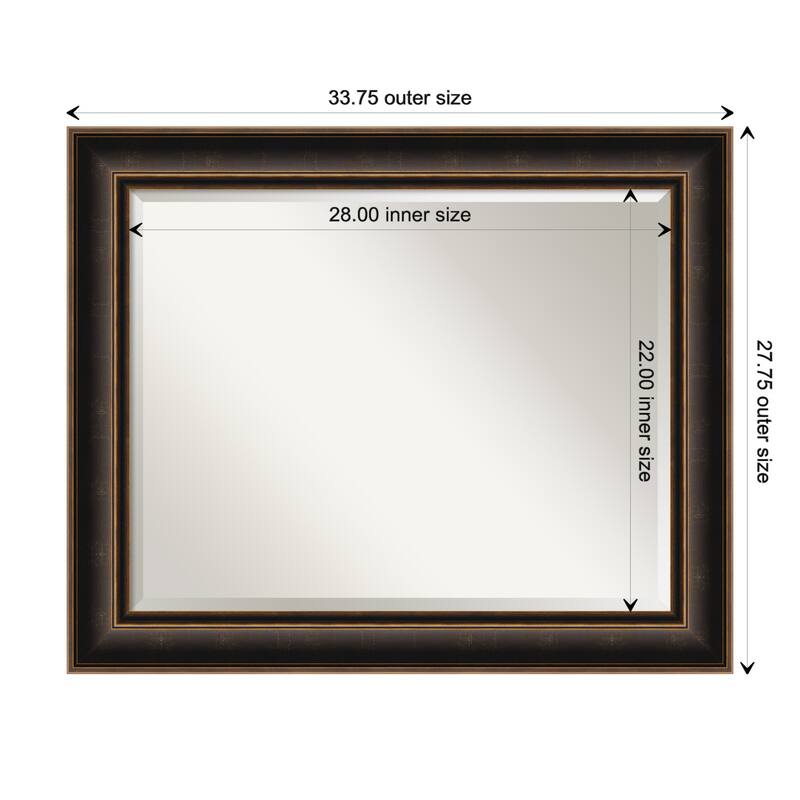 Villa Oil Rubbed Bronze Beveled Wood Framed Wall Mirror - Villa Oil Rubbed Bronze - Glass Size 28x22