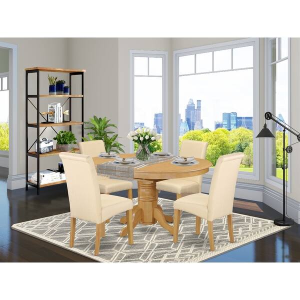 Dining Set Oval Kitchen Table with Dark Gotham Grey parson chairs