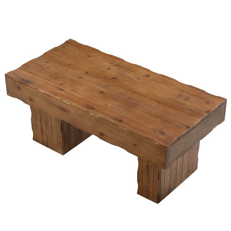 Farmhouse Coffee Table, 47 Inches Solid Wood Center Tables with Base