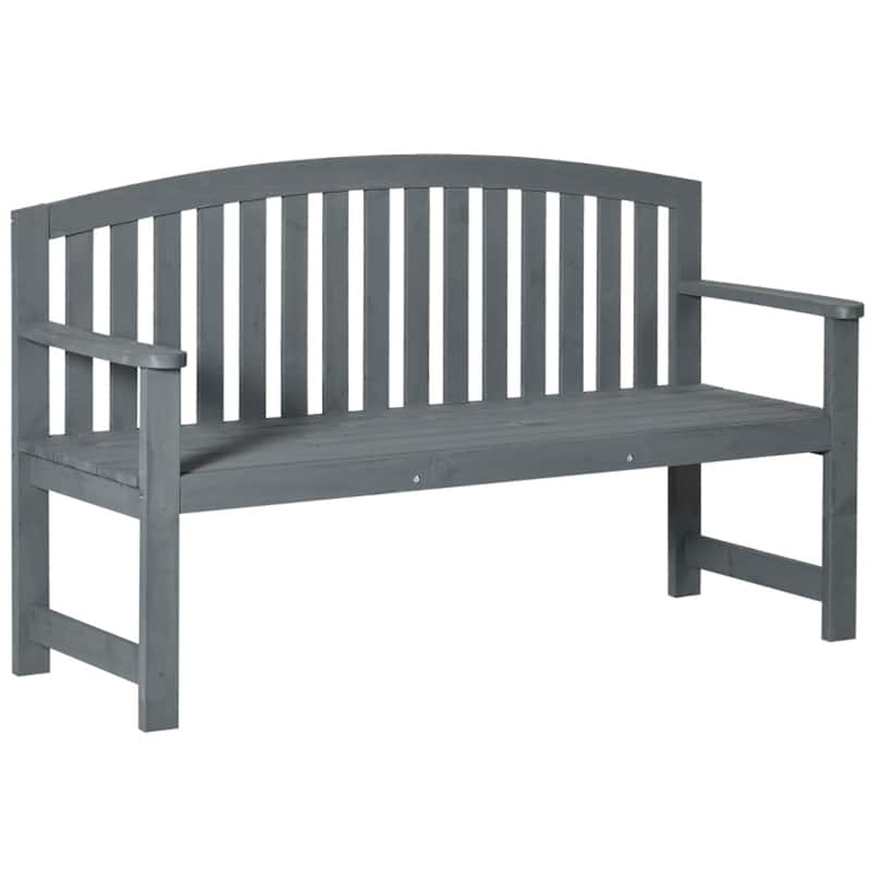 Fir Wood Two Seater Garden Bench with Slatted Seat and Back for Patio or Outdoor Use - 56.25" W x 20" D x 33.5" H