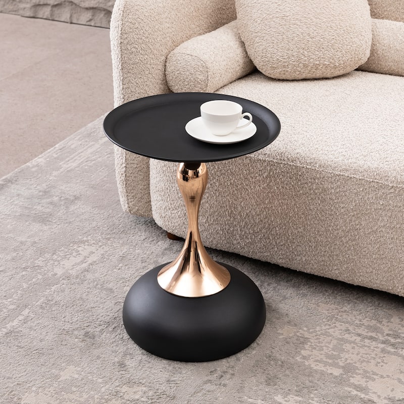 Mermaid Tail End Coffee Table Round Side Table, Modern Metal Pedestal Table, Minimalist Accent Table For Small Spaces