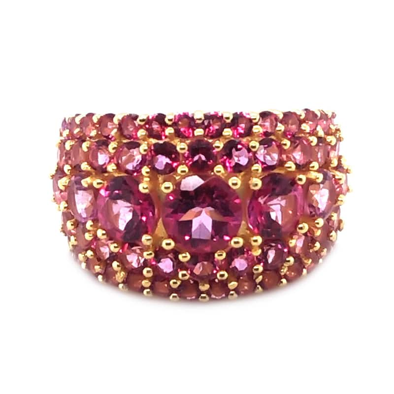 18K Yellow Gold Over Sterling Silver Pink Topaz Ring