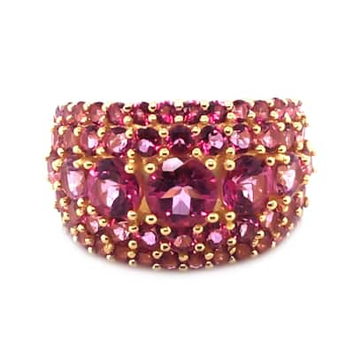 18K Yellow Gold Over Sterling Silver Pink Topaz Ring