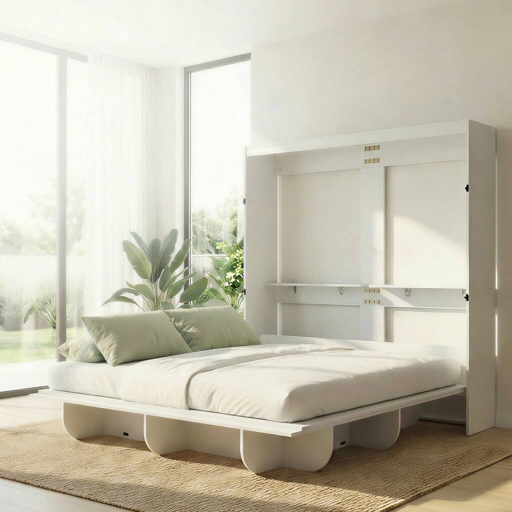 Mixoy Modern Shaker Murphy Bed,Space Saving Storage Cabinet Wall Bed,Without mattress