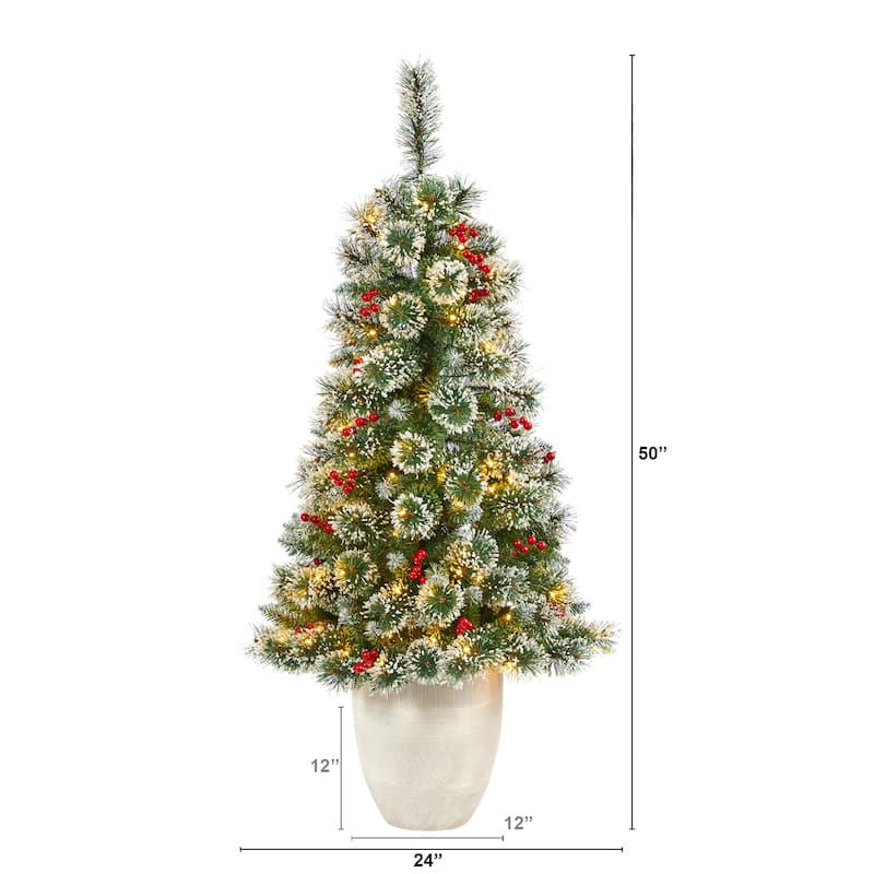 50" Artificial Christmas Tree with 100 LED in White Planter