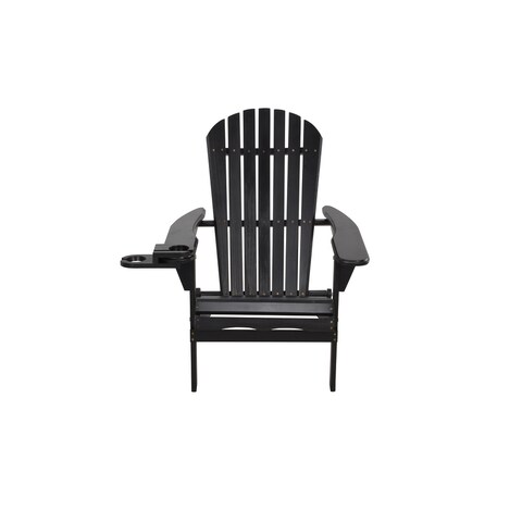 Foldable Adirondack Chair with PVC cup holder. Black color