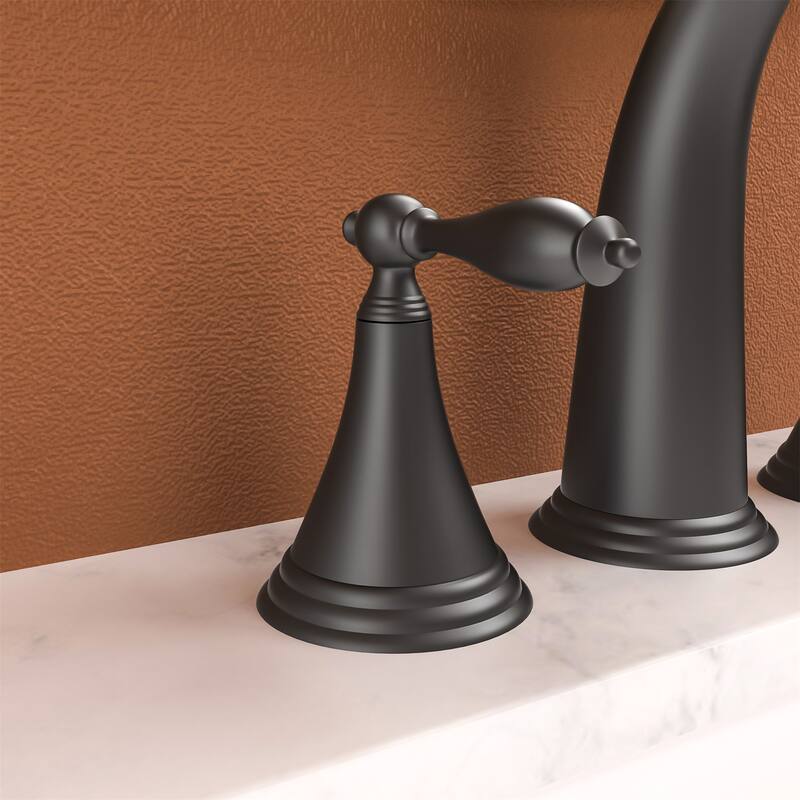 Double Handle 8 in. Widespread Bathroom Faucet 3 Hole Bathroom Sink Faucets Modern Stainless Steel Taps with Drain