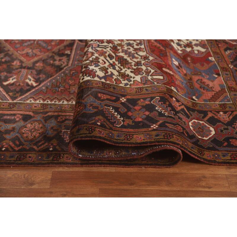 Hand Knotted Oriental 100% Wool Carpet Traditional Medallion Red Heriz Area Rug - 12' 8'' X 9' 10''