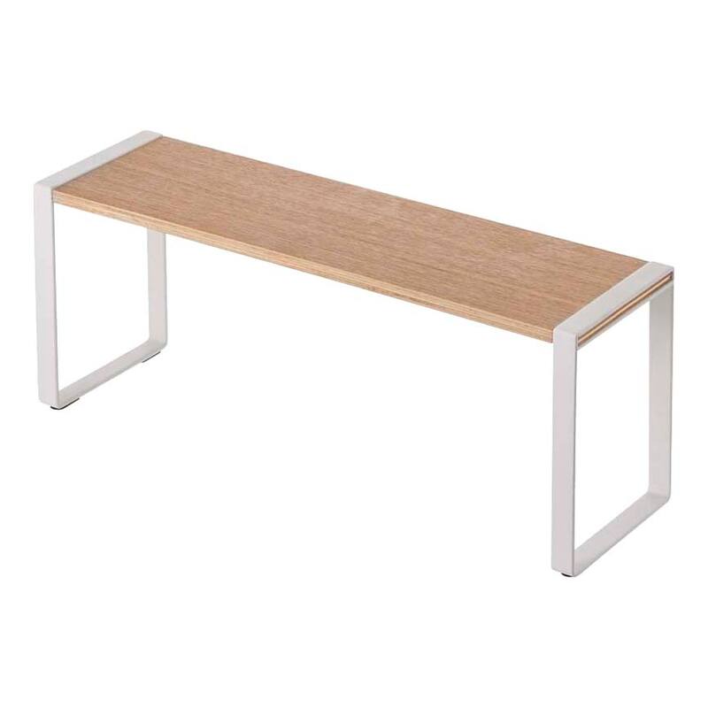 Yamazaki Home Single-Tier Riser, Steel and Wood, Holds 4.4 lbs - L 4.72 x W 15.75 x H 6.1 inches