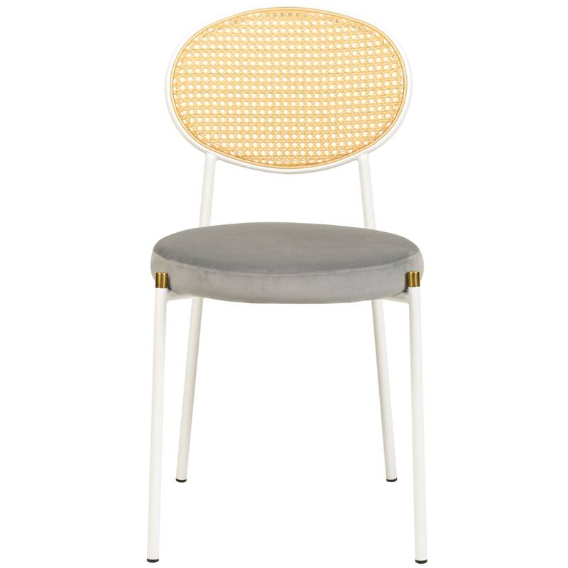 LeisureMod Euston Set of 4 Velvet Modern Dining Chair - Wicker Back Accent Chair for Home Living Room & Kitchen